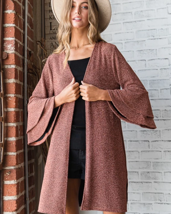 Glitter bell sleeve kimono cardigan (Plus available) KRT1664