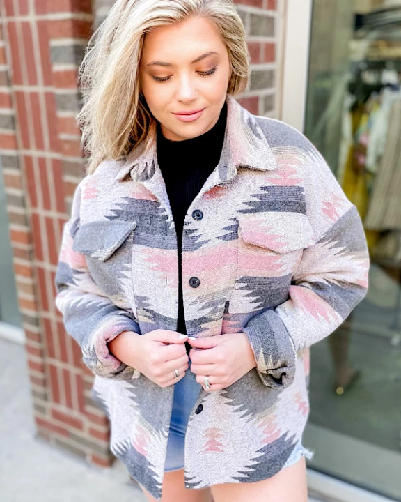 Aria Aztec Shacket in Light/Multi