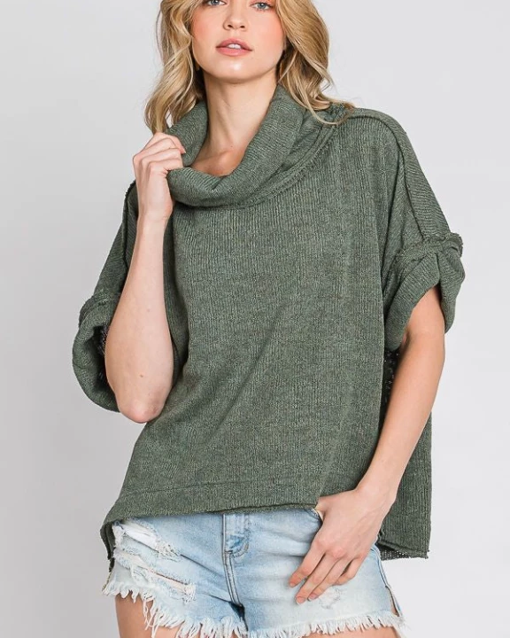 Solid Cowl Neck knit Top - KRT1635