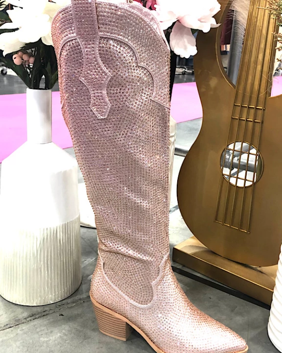 Nashville or Bust Rhinetone Boot in Pink - ETA 10/1