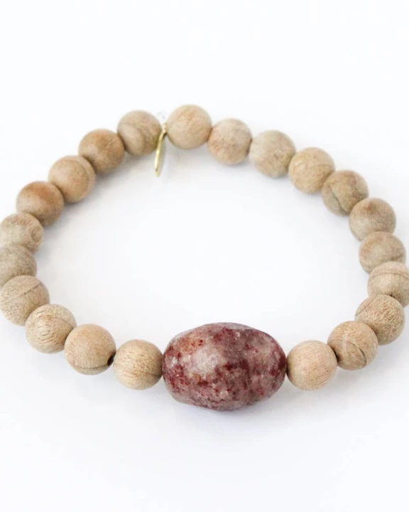 Sandalwood + Strawberry Quartz Healing Bracelet