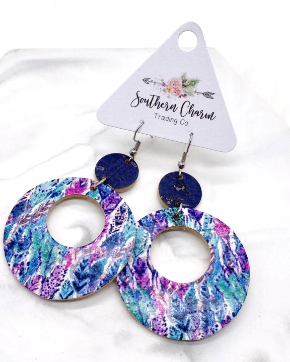 2.5" Navy & Bright Feathers Double O Corkies