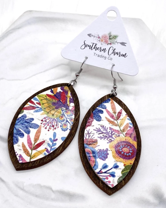 2.5" Autumn Bouquet Walnut Inset Leafs (Cork & Wood)