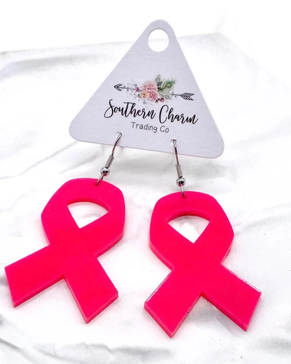 2" Breast Cancer Awareness Ribbon Acrylics