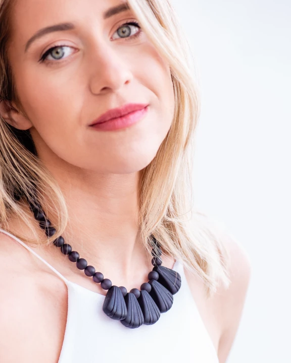Black Art Deco Frosted Lucite Collar Necklace