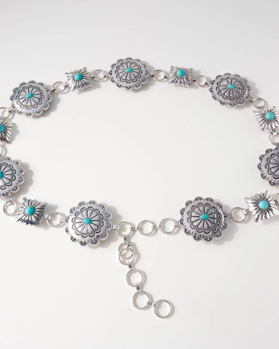 Western Concho Stones Metal Belt