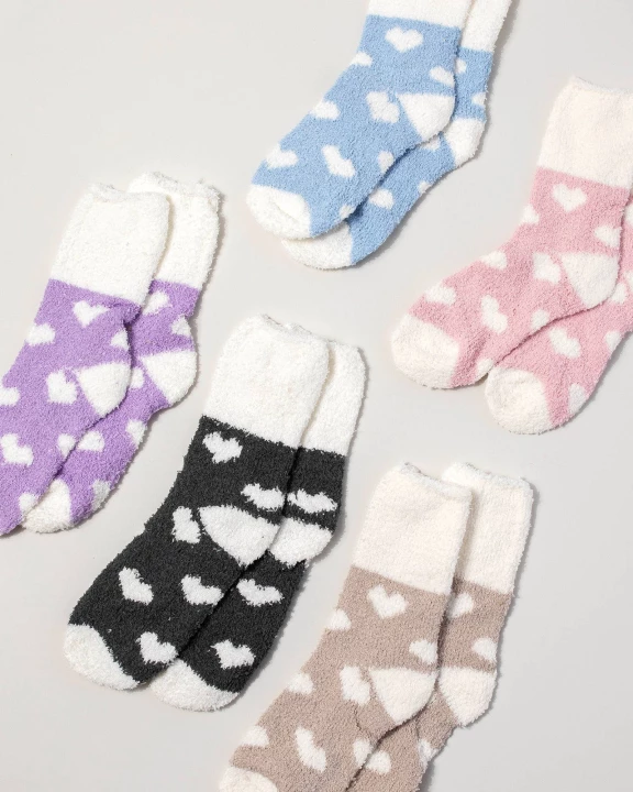 12 Assorted Heart Print Sleep Socks