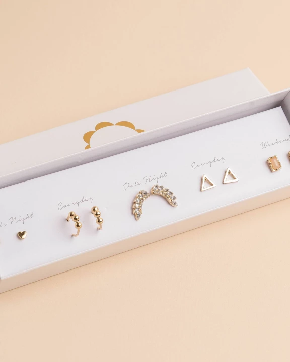 Square Stone Box Earrings Set