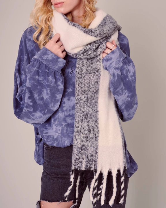 Striped Fringed Soft Scarf