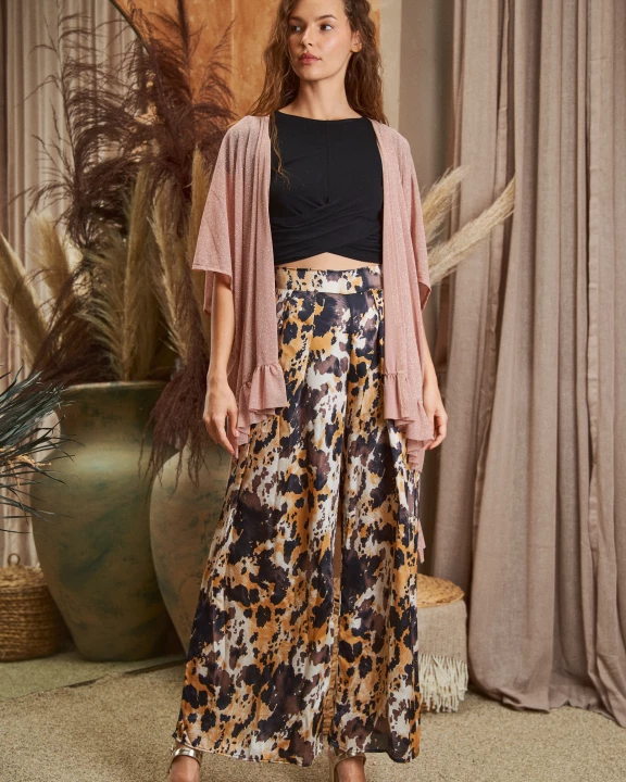 ANIMAL PRINT WIDE LEG PANTS KRP3017-4