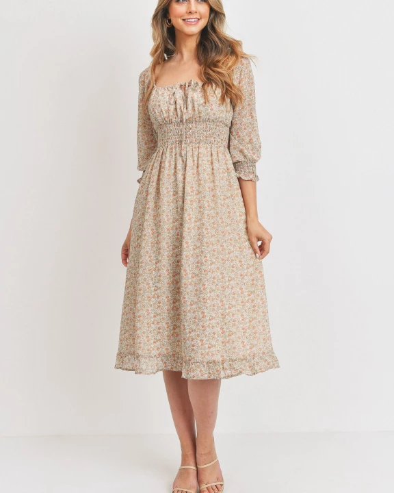 Front Tie Smock Waist Dress