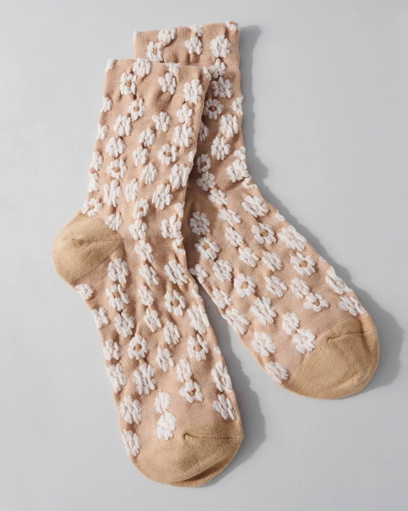 AZKS221085 - Floral Embroidered Socks