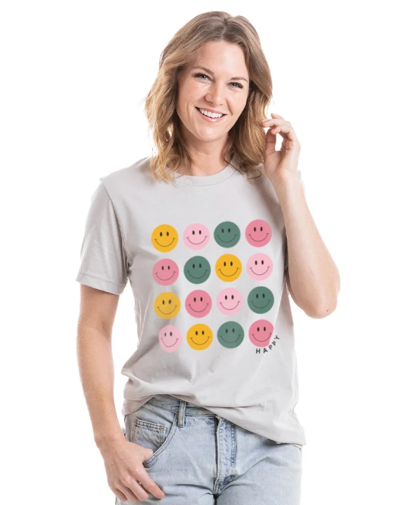 Happy Face Wholesale Graphic Print T-Shirt