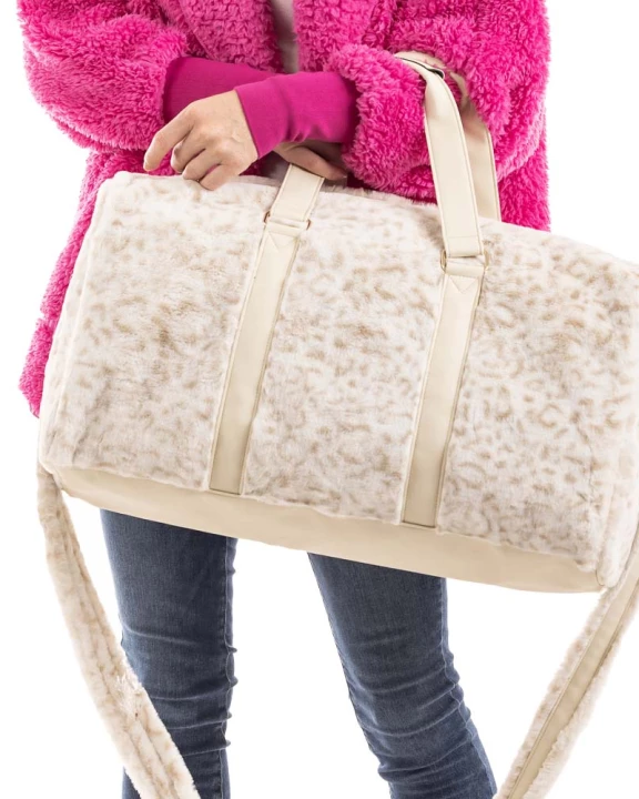 Snow Leopard Faux Fur Wholesale Weekender Duffle Bag