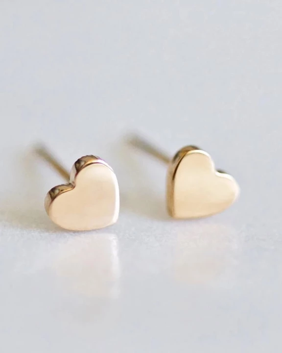 Gold Heart Mini Stainless Steel Stud Earrings