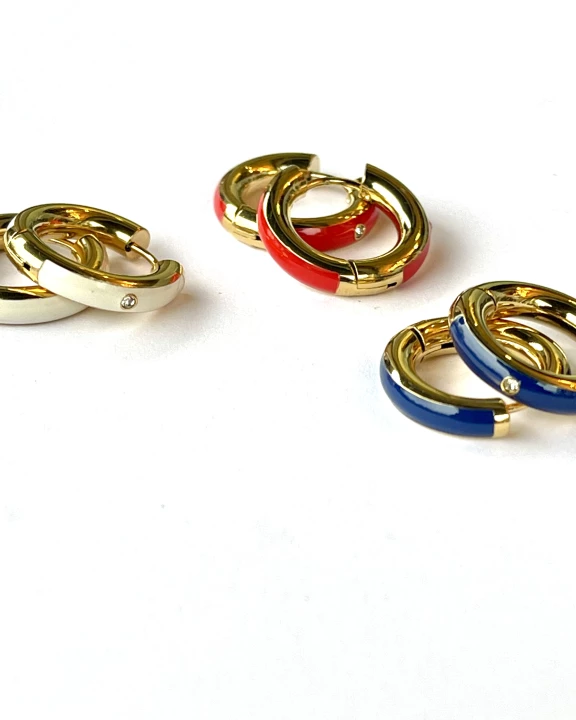 Small Enamel Hoop Earrings