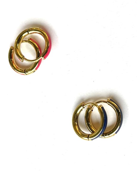 Mini Enamel Huggie Hoop Earrings