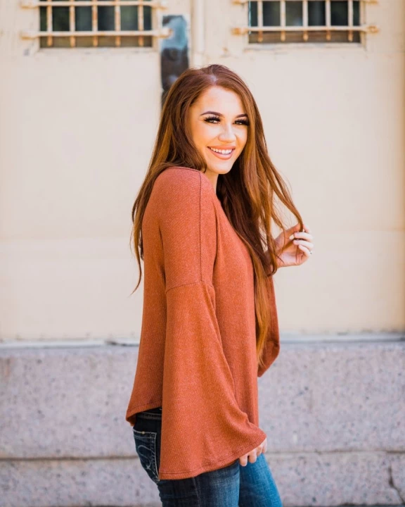 Bell Sleeve Top in Brick - S-XL Singles