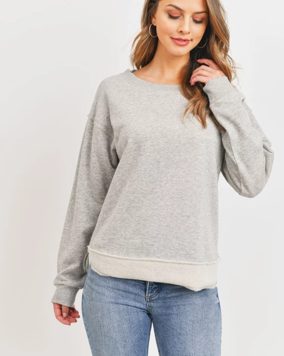 French Terry Long Sleeve Reverse Contrast Hem