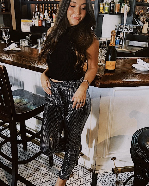Cheers To You Sequin Pants in Black/Silver - ETA 10/31