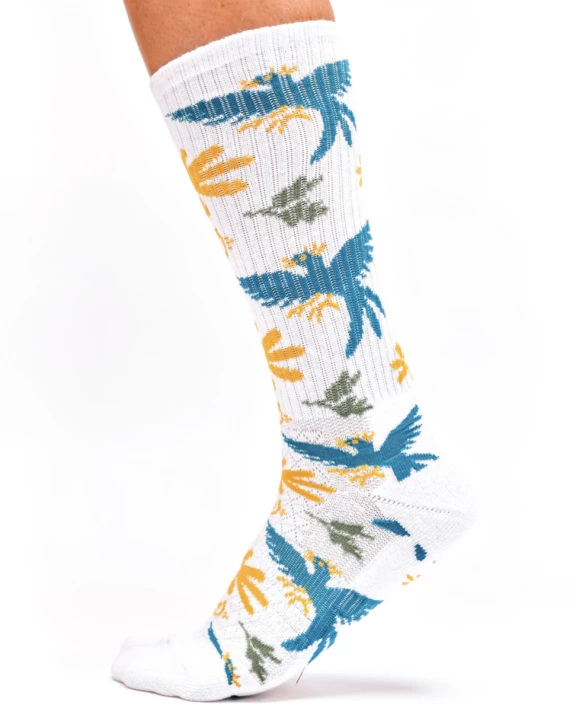 Lucky Birds White Performance Crew Socks