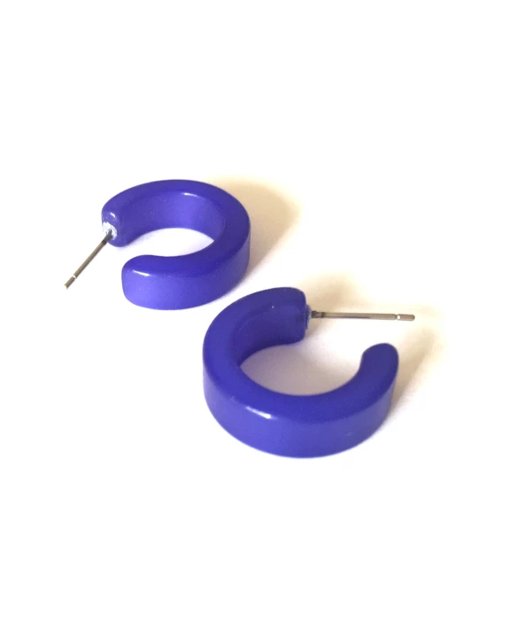 Cobalt Blue Moonglow Hugger Hoop Earrings