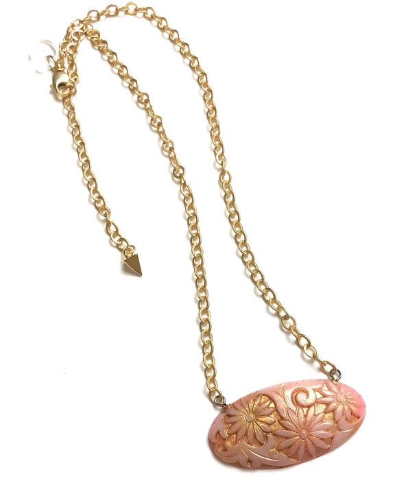 Floral Romance Pink & Gold Leaf Necklace