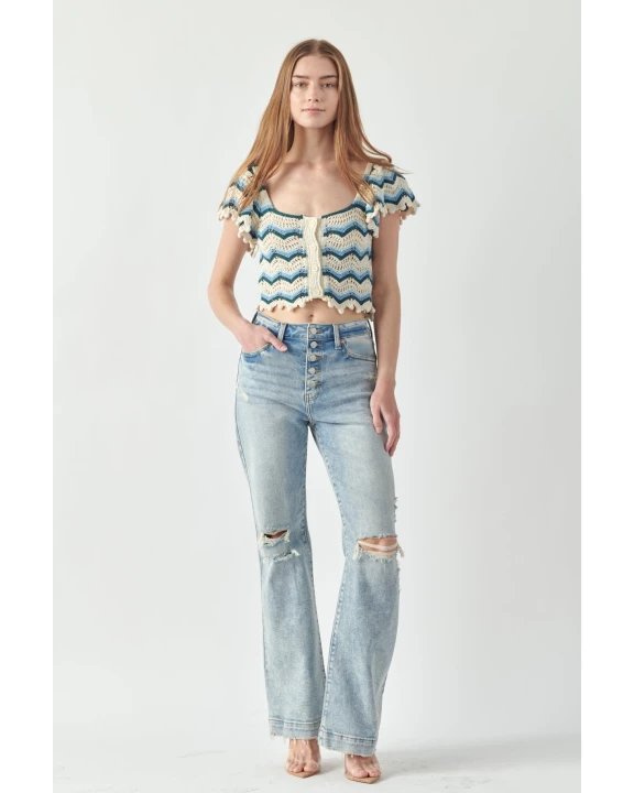 90's Vintage Stretch Wide Acid Wash Jeans
