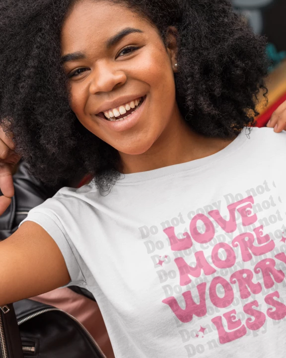 pink love more worry less - SSW-TEE-00187