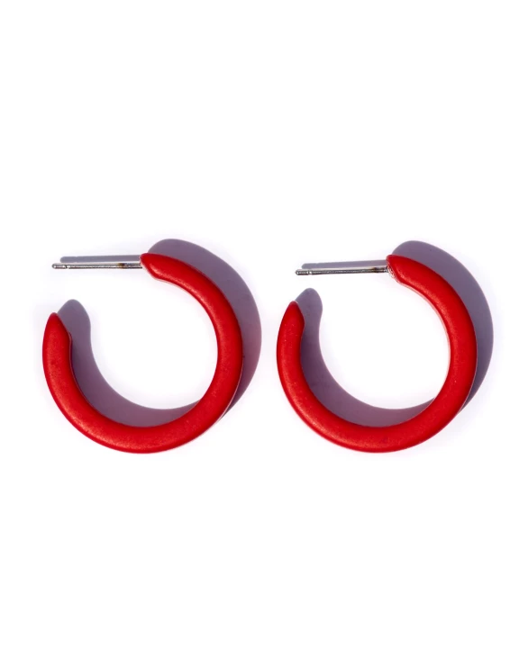 Red Matte Mini Classic Hoop Earrings