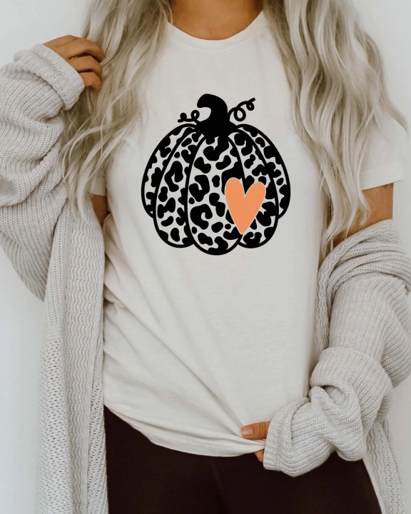 Leopard Heart Pumpkin Tee