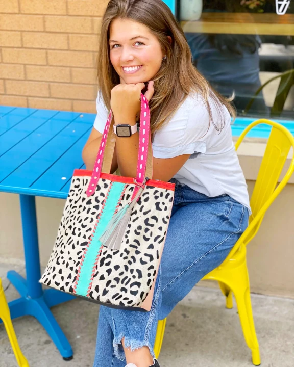 Kenji Leather and Hair on Hide Tote Bag Purse