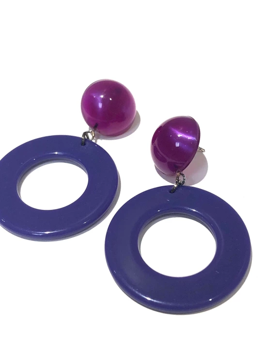Plum Candy Donut Drop Earrings