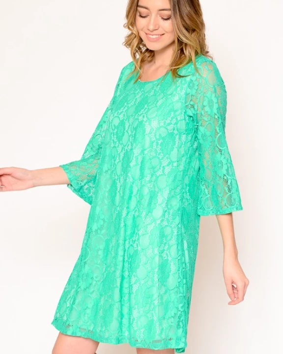 3/4 Sleeve Lace Dress with Lining
