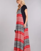 Short Sleeve Striped Maxi Dress