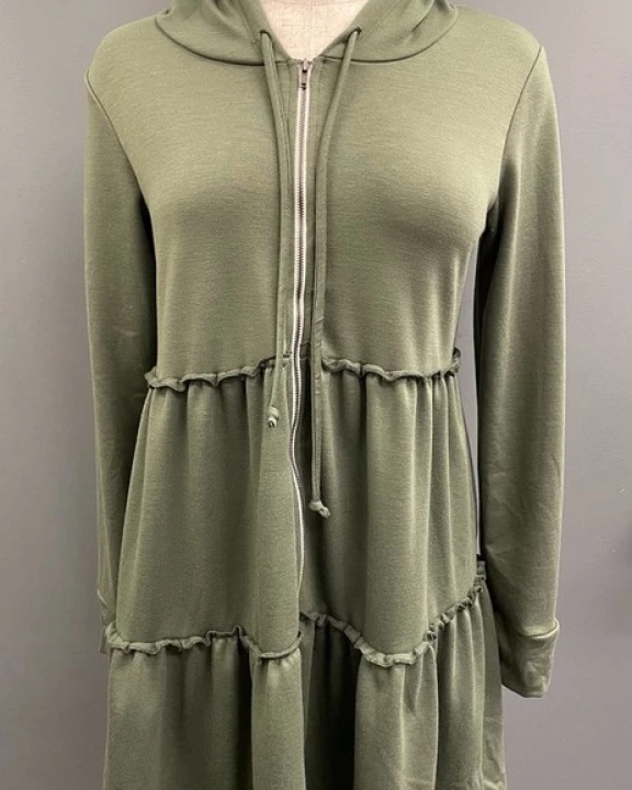 Tiered Zip Up Hoodie