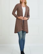 Rib Stripe Roll Sleeve Cardigan