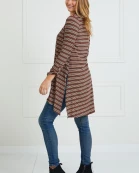 Rib Stripe Roll Sleeve Cardigan