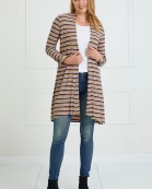 Rib Stripe Roll Sleeve Cardigan