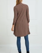 Rib Stripe Roll Sleeve Cardigan