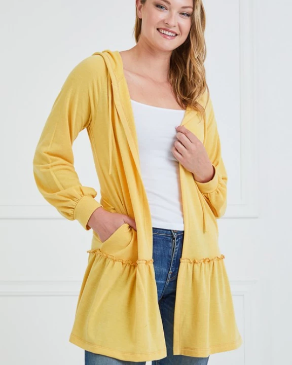 Hooded Ruffle Cardigan
