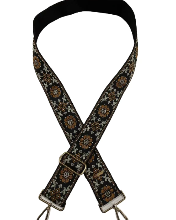 Black Camel Embroidered Guitar Purse Strap