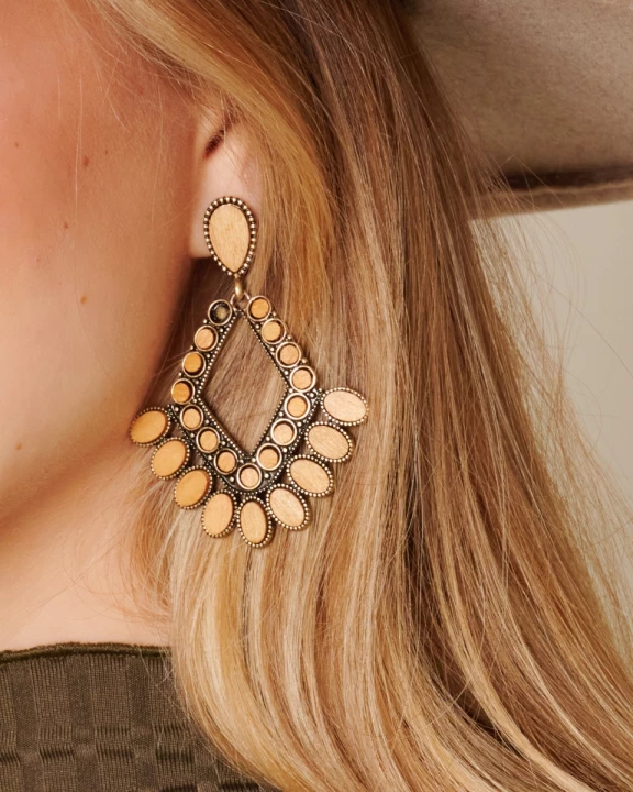 AZSE233139 - Wood Chandelier Dangling Earrings