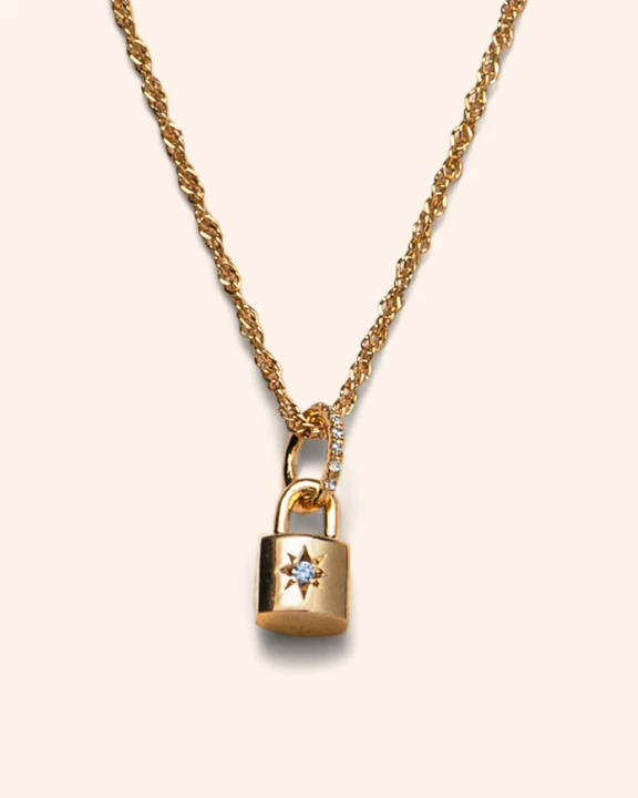 CZ North Star Padlock Necklace in Vermeil/Gold-Filled