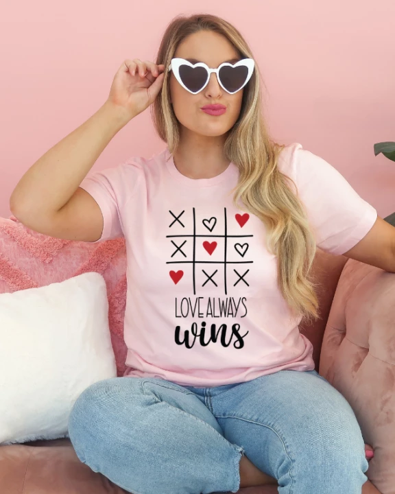 Tic Tac Toe Love Always Wins Graphic Tee