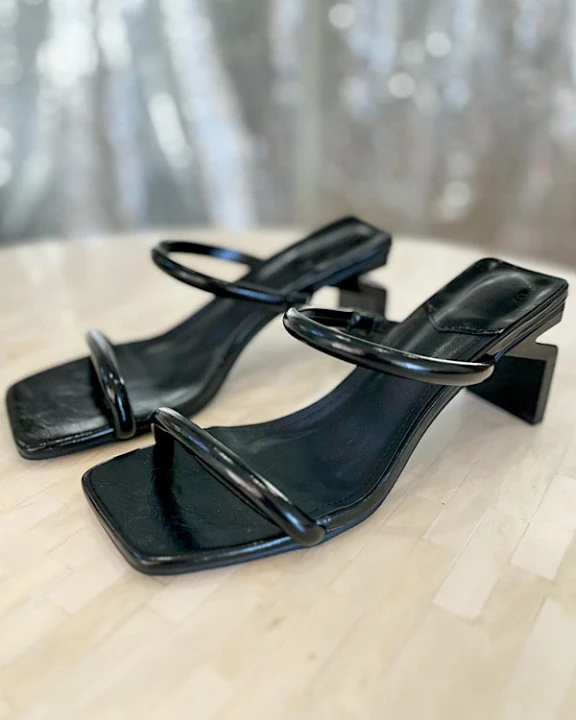 Black Strappy Square Toe Heel - ETA 3/25