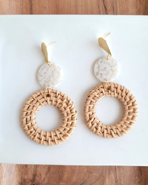 Lana Earrings - Dark Rattan