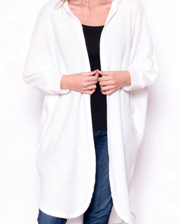 Knit Solid Duster with Hood