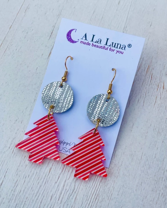 Candy Cane Christmas Earring