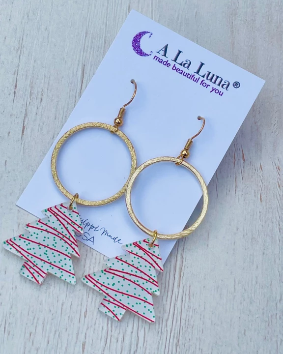 Snack Cake Christmas Tree earrings